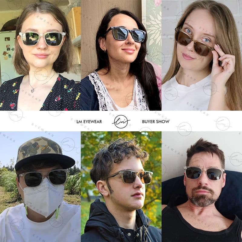 image-LM Women Retro Outdoor Polarized Sunglasses For Men Fashion Transparent Korean Square Fashion Driving Sun Glasses Unisex UV400