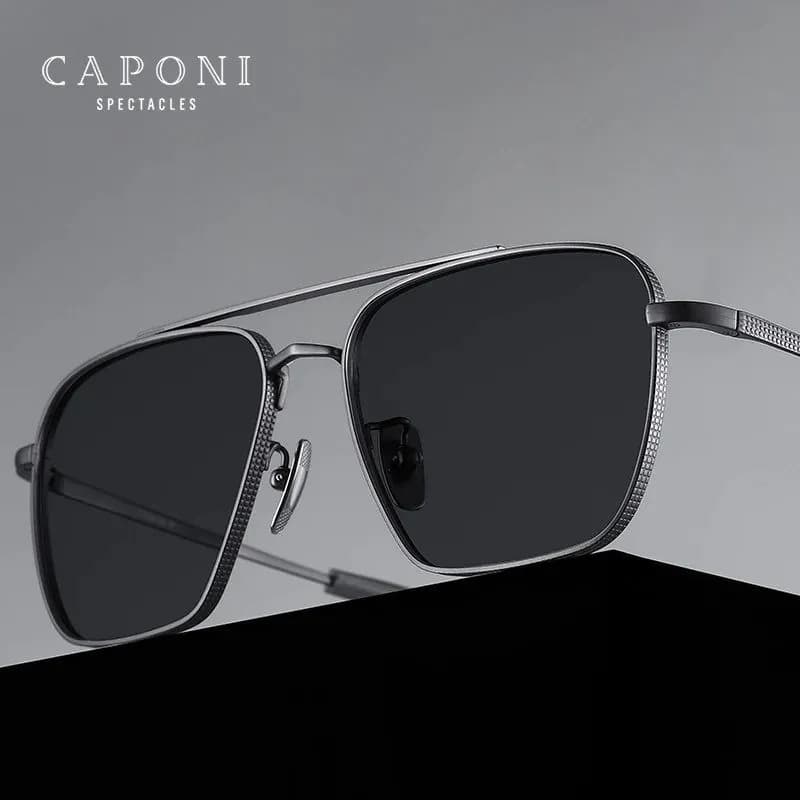 image-CAPONI Pure Titanium Men's Sunglasses Seiko Polarized Photochromic Outdoor Shades UV400 Original Brand Sun Glasses BS50004