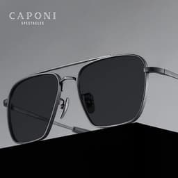 image-CAPONI Pure Titanium Men's Sunglasses Seiko Polarized Photochromic Outdoor Shades UV400 Original Brand Sun Glasses BS50004