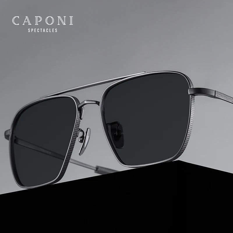 image-CAPONI Pure Titanium Men's Sunglasses Seiko Polarized Photochromic Outdoor Shades UV400 Original Brand Sun Glasses BS50004