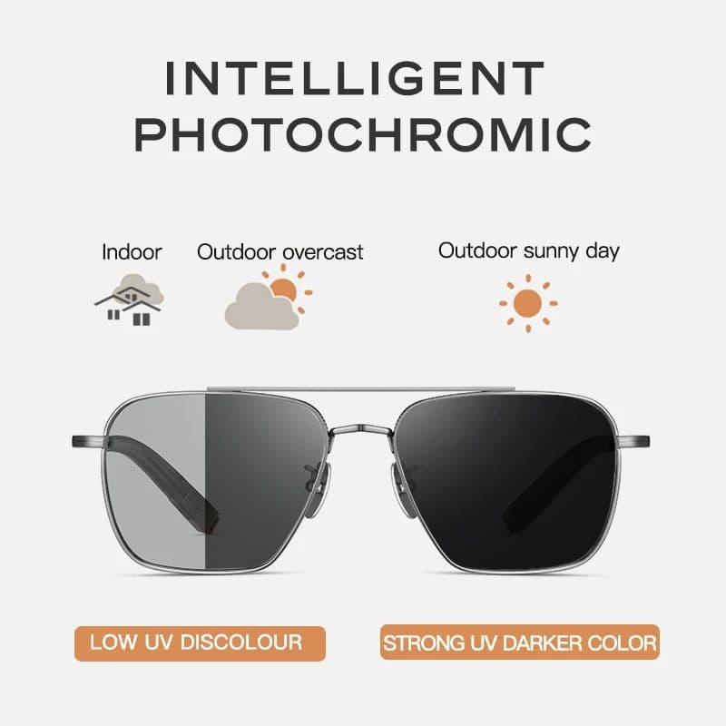 image-CAPONI Pure Titanium Men's Sunglasses Seiko Polarized Photochromic Outdoor Shades UV400 Original Brand Sun Glasses BS50004