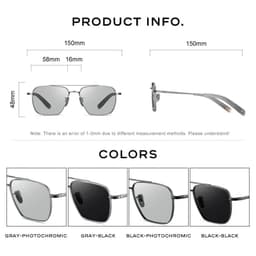 image-CAPONI Pure Titanium Men's Sunglasses Seiko Polarized Photochromic Outdoor Shades UV400 Original Brand Sun Glasses BS50004