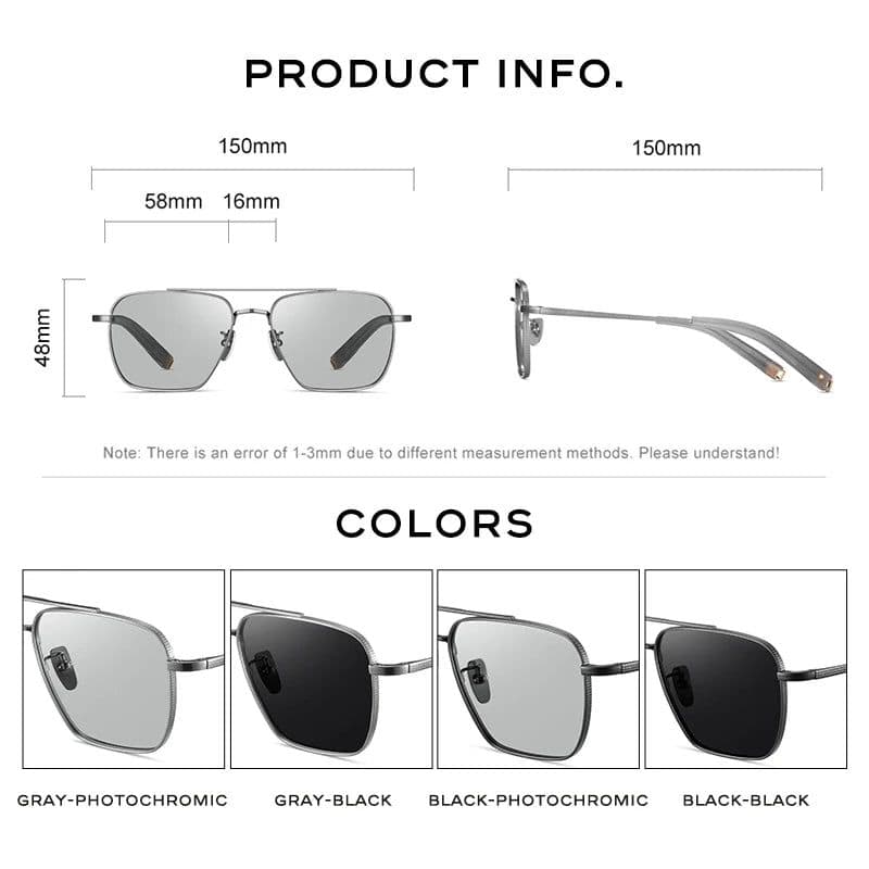 image-CAPONI Pure Titanium Men's Sunglasses Seiko Polarized Photochromic Outdoor Shades UV400 Original Brand Sun Glasses BS50004