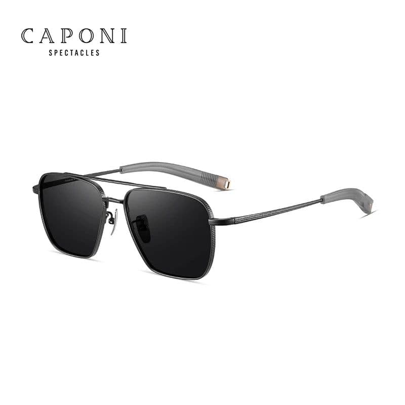 image-CAPONI Pure Titanium Men's Sunglasses Seiko Polarized Photochromic Outdoor Shades UV400 Original Brand Sun Glasses BS50004