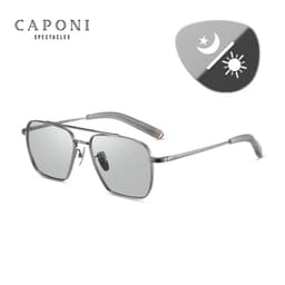 image-CAPONI Pure Titanium Men's Sunglasses Seiko Polarized Photochromic Outdoor Shades UV400 Original Brand Sun Glasses BS50004
