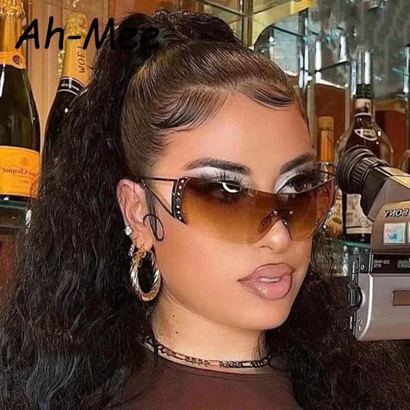 image-Fashion 2000's Vintage One Piece Sunglasses Women Y2K Wrap Around Retro Sun Glasses Men Punk Eyewear Shades UV400 Oculos