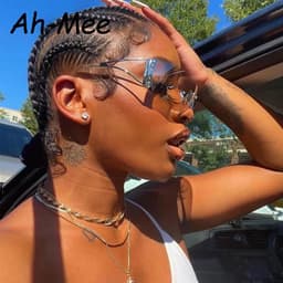 image-Fashion 2000's Vintage One Piece Sunglasses Women Y2K Wrap Around Retro Sun Glasses Men Punk Eyewear Shades UV400 Oculos