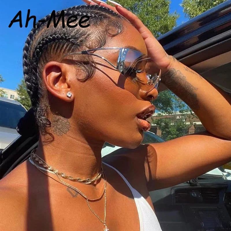 image-Fashion 2000's Vintage One Piece Sunglasses Women Y2K Wrap Around Retro Sun Glasses Men Punk Eyewear Shades UV400 Oculos