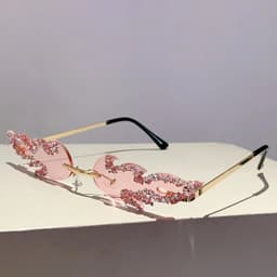 image-KAMMPT New Stylish Fire Shaped Sunglasses for Ladies Rhinestones Fashion Vintage Shades Retro Outdoor Men Brand Design Eyewear