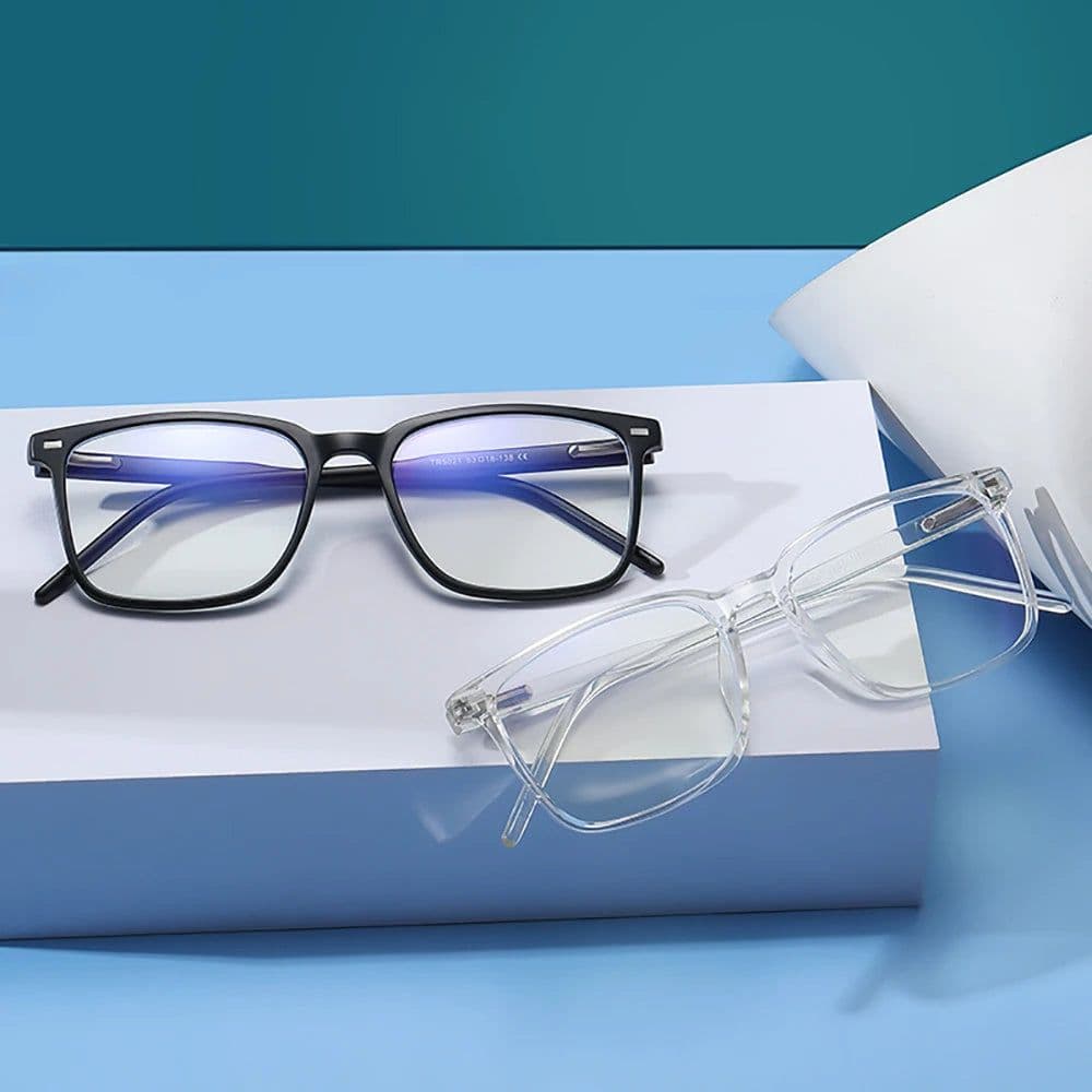 image-2024 Trending Blue Light Blocking Men's Glasses Gaming TR90 Matte Black Anti Ray Eyeglasses Women Transparent Fashion Eyewear