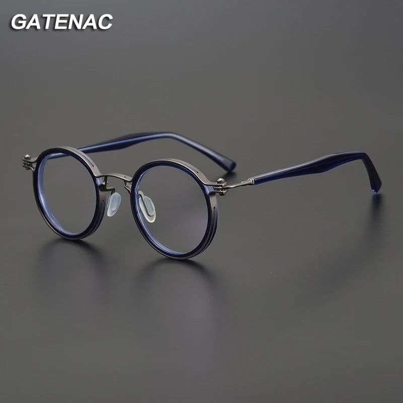 image-Vintage Round Acetate Titanium Glasses Frame Men Retro Myopia Prescription Eyeglasses Frame Women Korea Luxury Brand Eyewear