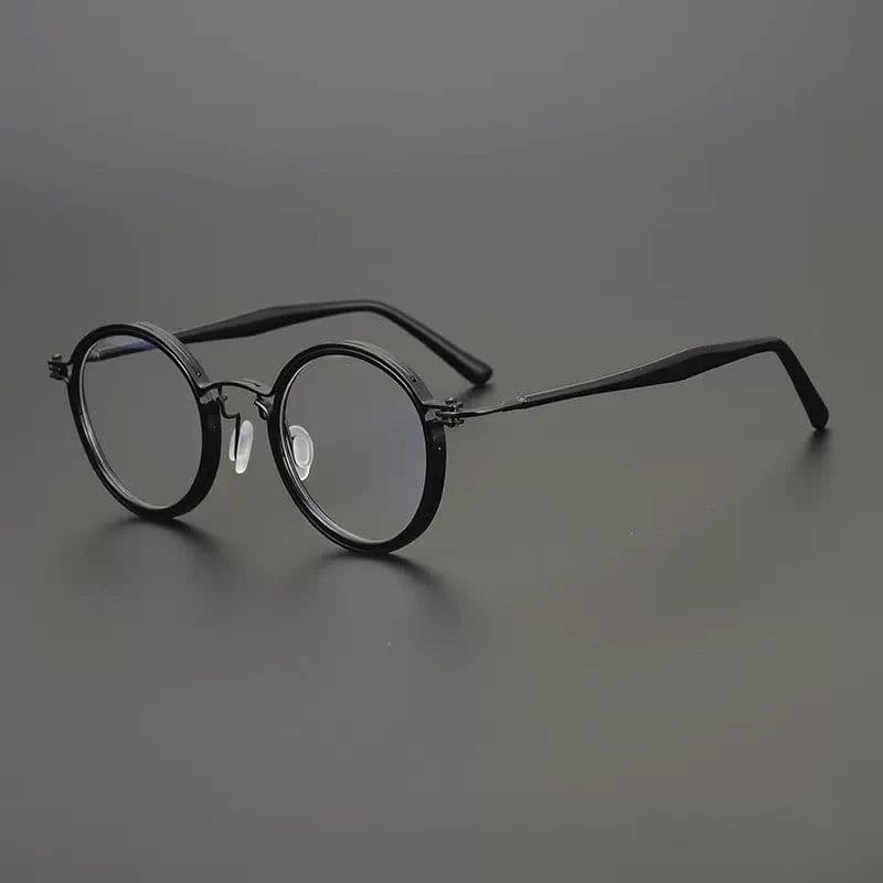 image-Vintage Round Acetate Titanium Glasses Frame Men Retro Myopia Prescription Eyeglasses Frame Women Korea Luxury Brand Eyewear
