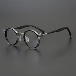 image-Vintage Round Acetate Titanium Glasses Frame Men Retro Myopia Prescription Eyeglasses Frame Women Korea Luxury Brand Eyewear