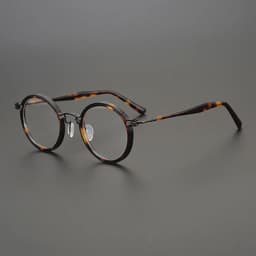 image-Vintage Round Acetate Titanium Glasses Frame Men Retro Myopia Prescription Eyeglasses Frame Women Korea Luxury Brand Eyewear