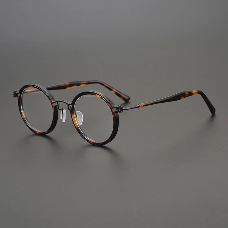 image-Vintage Round Acetate Titanium Glasses Frame Men Retro Myopia Prescription Eyeglasses Frame Women Korea Luxury Brand Eyewear