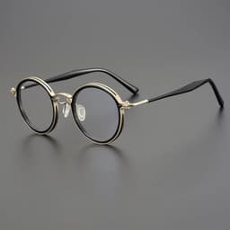 image-Vintage Round Acetate Titanium Glasses Frame Men Retro Myopia Prescription Eyeglasses Frame Women Korea Luxury Brand Eyewear