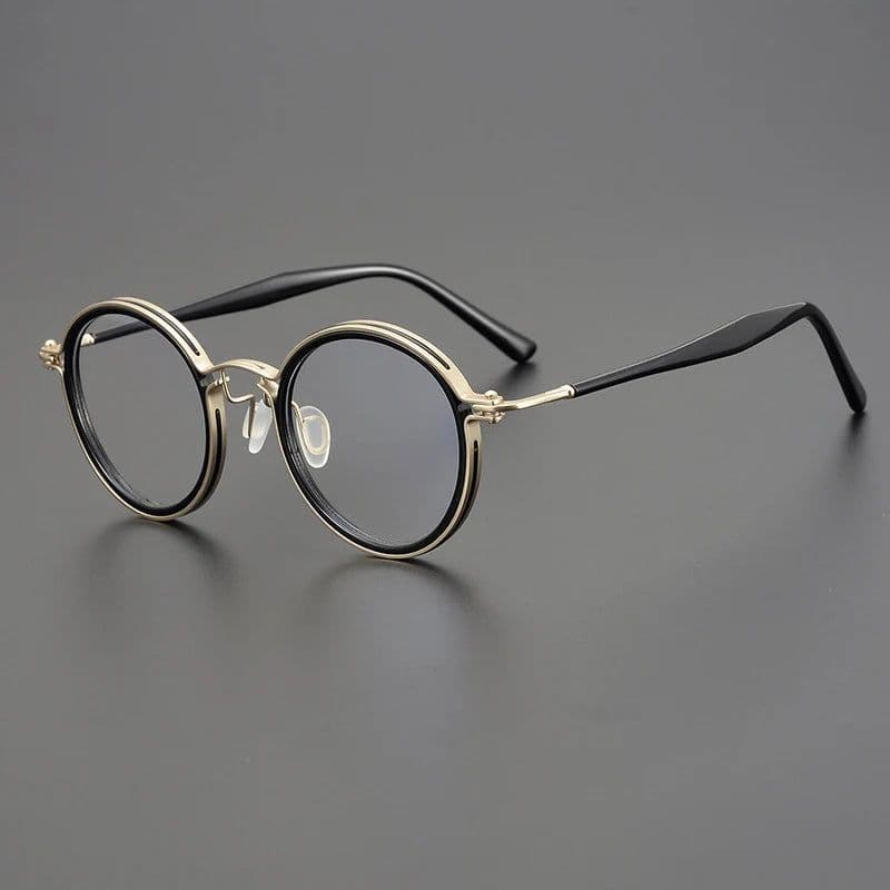 image-Vintage Round Acetate Titanium Glasses Frame Men Retro Myopia Prescription Eyeglasses Frame Women Korea Luxury Brand Eyewear