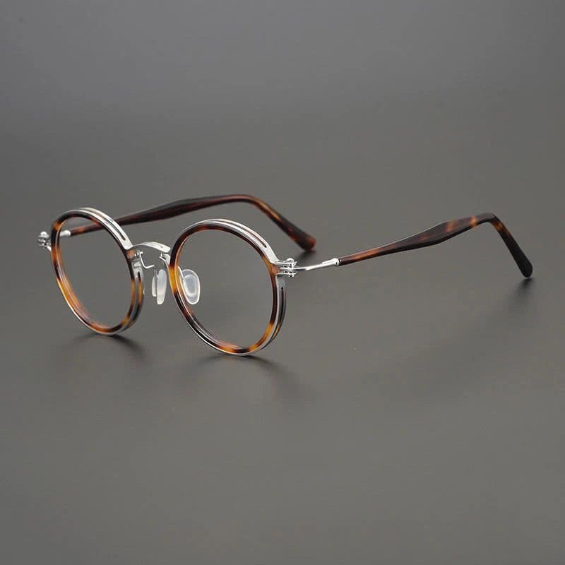 image-Vintage Round Acetate Titanium Glasses Frame Men Retro Myopia Prescription Eyeglasses Frame Women Korea Luxury Brand Eyewear
