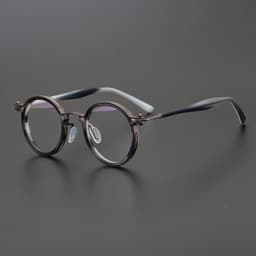 image-Vintage Round Acetate Titanium Glasses Frame Men Retro Myopia Prescription Eyeglasses Frame Women Korea Luxury Brand Eyewear