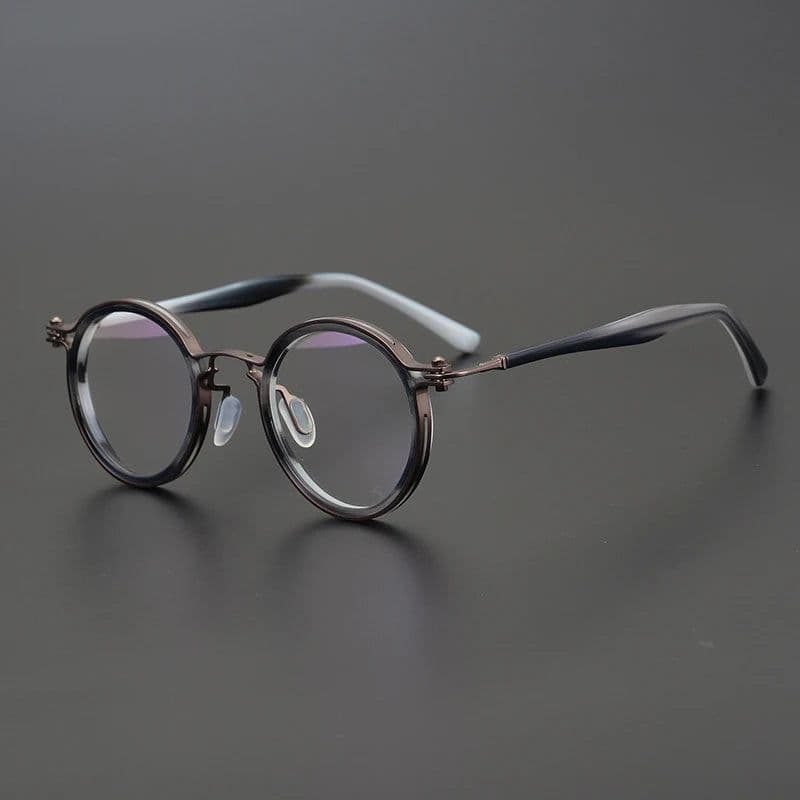 image-Vintage Round Acetate Titanium Glasses Frame Men Retro Myopia Prescription Eyeglasses Frame Women Korea Luxury Brand Eyewear