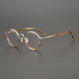 image-Vintage Round Acetate Titanium Glasses Frame Men Retro Myopia Prescription Eyeglasses Frame Women Korea Luxury Brand Eyewear