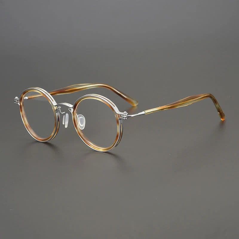 image-Vintage Round Acetate Titanium Glasses Frame Men Retro Myopia Prescription Eyeglasses Frame Women Korea Luxury Brand Eyewear
