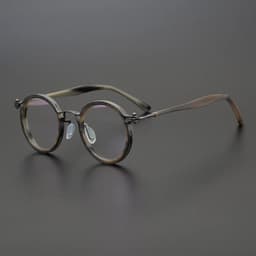 image-Vintage Round Acetate Titanium Glasses Frame Men Retro Myopia Prescription Eyeglasses Frame Women Korea Luxury Brand Eyewear
