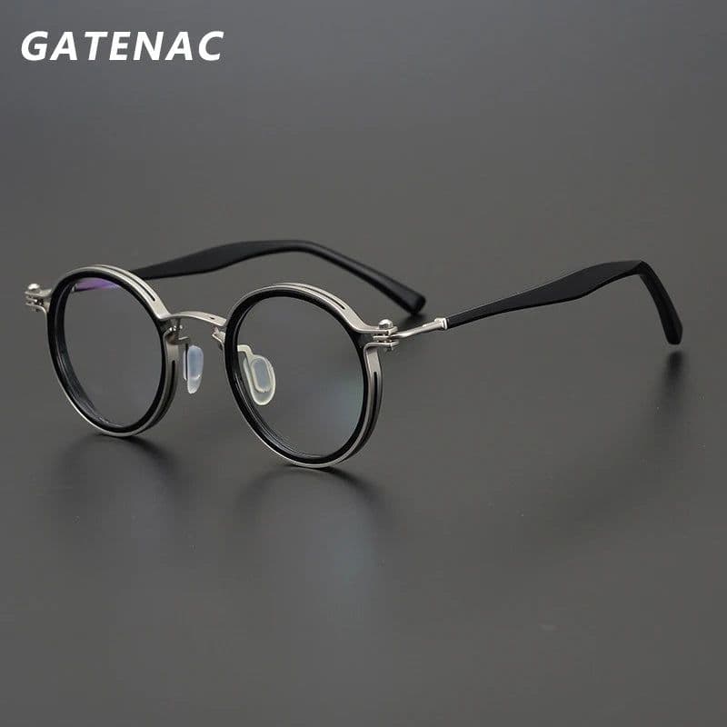 image-Vintage Round Acetate Titanium Glasses Frame Men Retro Myopia Prescription Eyeglasses Frame Women Korea Luxury Brand Eyewear