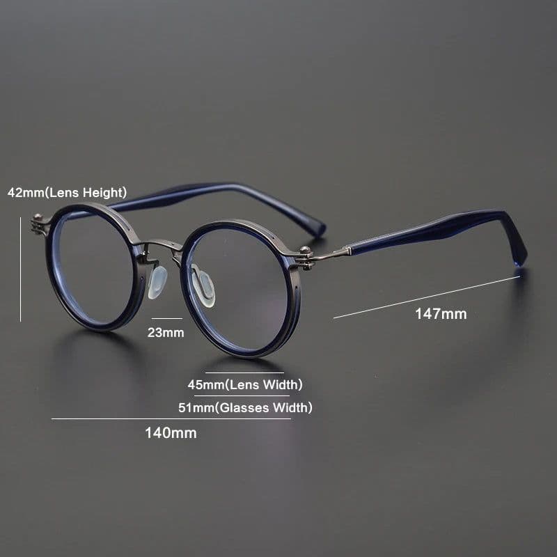 image-Vintage Round Acetate Titanium Glasses Frame Men Retro Myopia Prescription Eyeglasses Frame Women Korea Luxury Brand Eyewear