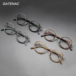 image-Vintage Round Acetate Titanium Glasses Frame Men Retro Myopia Prescription Eyeglasses Frame Women Korea Luxury Brand Eyewear