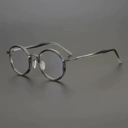 image-Vintage Round Acetate Titanium Glasses Frame Men Retro Myopia Prescription Eyeglasses Frame Women Korea Luxury Brand Eyewear