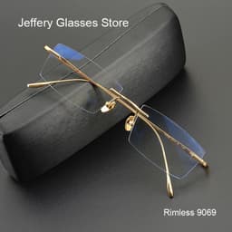 image-2024 Pure Titanium Ultra-Light Glasses Square Rimless Frame for Men and Women Fashion Business Daily Eyeglasses Eyeware Gafas