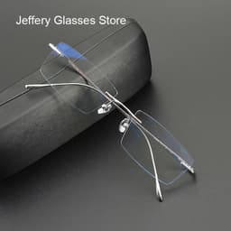 image-2024 Pure Titanium Ultra-Light Glasses Square Rimless Frame for Men and Women Fashion Business Daily Eyeglasses Eyeware Gafas
