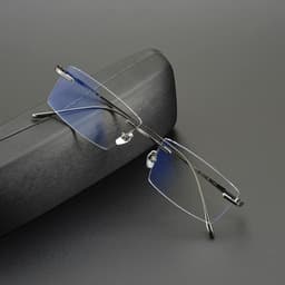 image-2024 Pure Titanium Ultra-Light Glasses Square Rimless Frame for Men and Women Fashion Business Daily Eyeglasses Eyeware Gafas