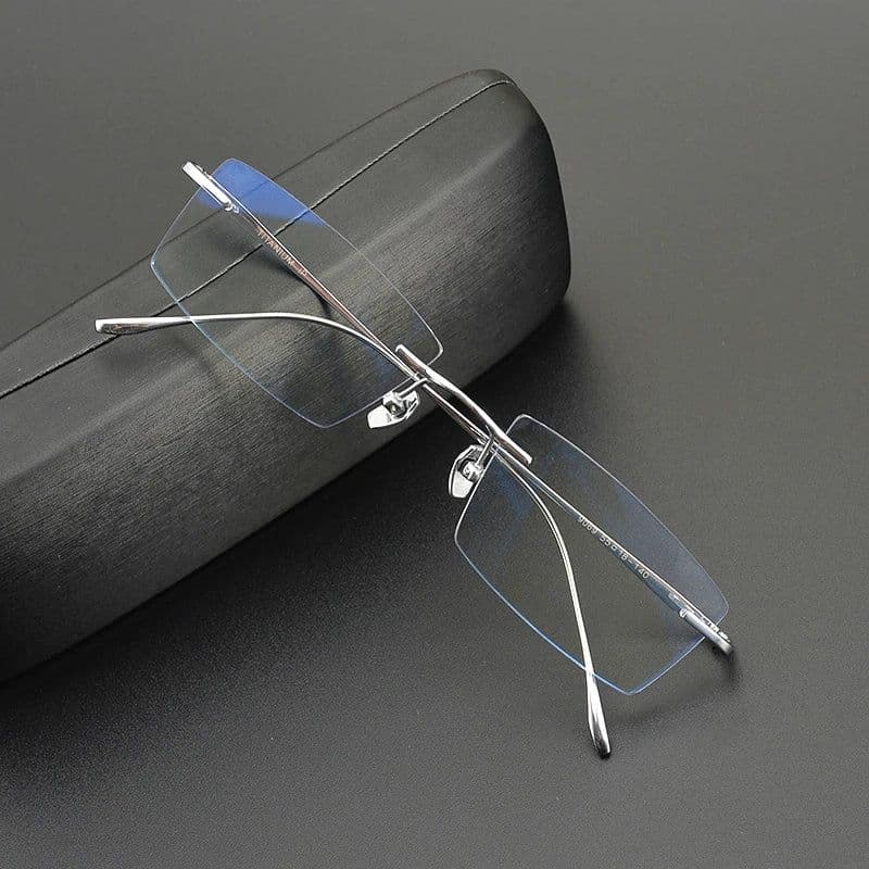 image-2024 Pure Titanium Ultra-Light Glasses Square Rimless Frame for Men and Women Fashion Business Daily Eyeglasses Eyeware Gafas