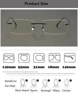 image-2024 Pure Titanium Ultra-Light Glasses Square Rimless Frame for Men and Women Fashion Business Daily Eyeglasses Eyeware Gafas