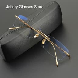 image-2024 Pure Titanium Ultra-Light Glasses Square Rimless Frame for Men and Women Fashion Business Daily Eyeglasses Eyeware Gafas