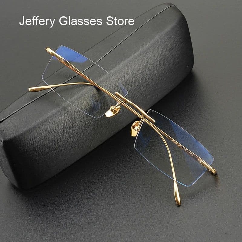 image-2024 Pure Titanium Ultra-Light Glasses Square Rimless Frame for Men and Women Fashion Business Daily Eyeglasses Eyeware Gafas