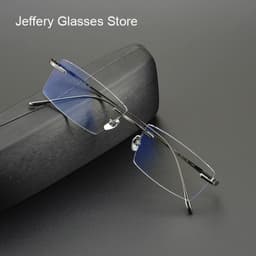 image-2024 Pure Titanium Ultra-Light Glasses Square Rimless Frame for Men and Women Fashion Business Daily Eyeglasses Eyeware Gafas
