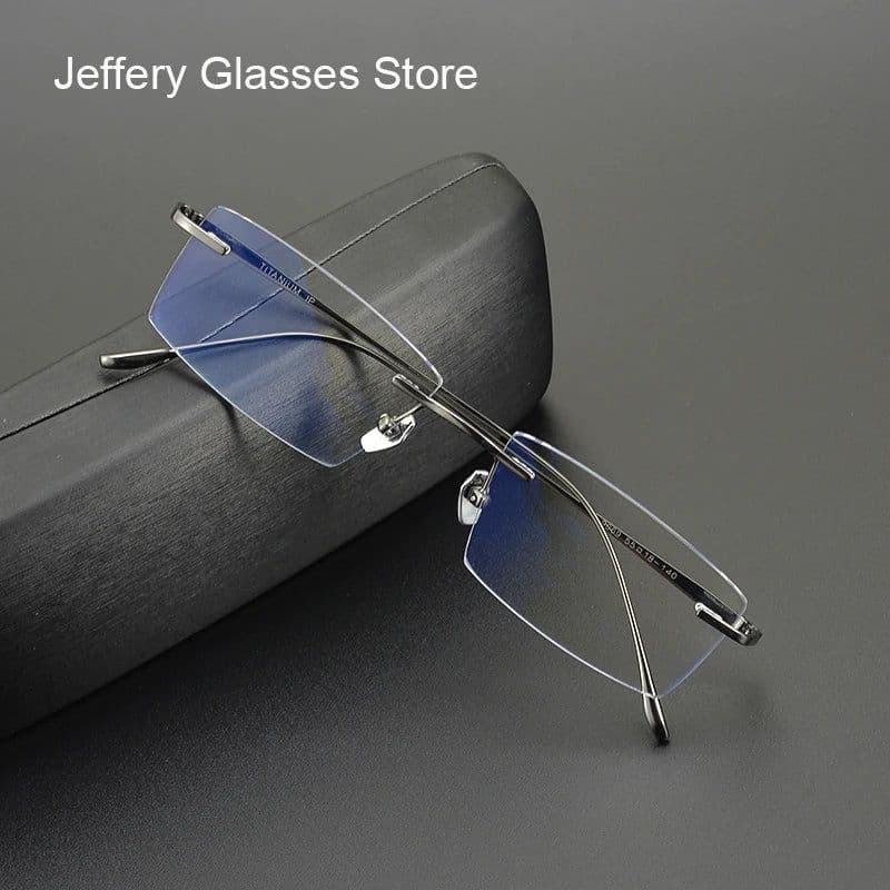 image-2024 Pure Titanium Ultra-Light Glasses Square Rimless Frame for Men and Women Fashion Business Daily Eyeglasses Eyeware Gafas