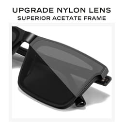 image-CAPONI Nylon Polarized Sunglasses High Quality Acetate Square Flat Design Sun Glasses For Men UV400 Protect Black Shades CP7499