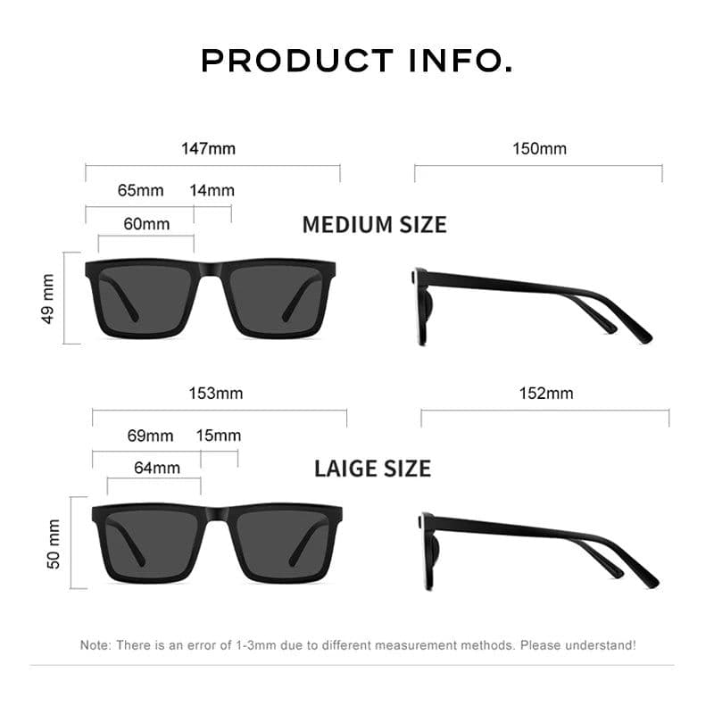image-CAPONI Nylon Polarized Sunglasses High Quality Acetate Square Flat Design Sun Glasses For Men UV400 Protect Black Shades CP7499