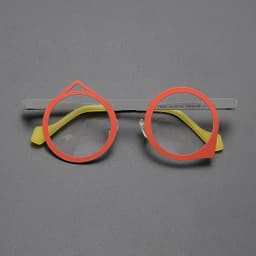 image-Niche personality multi-color ultra light pure titanium glasses frame round literary retro irregular optical prescription glasse