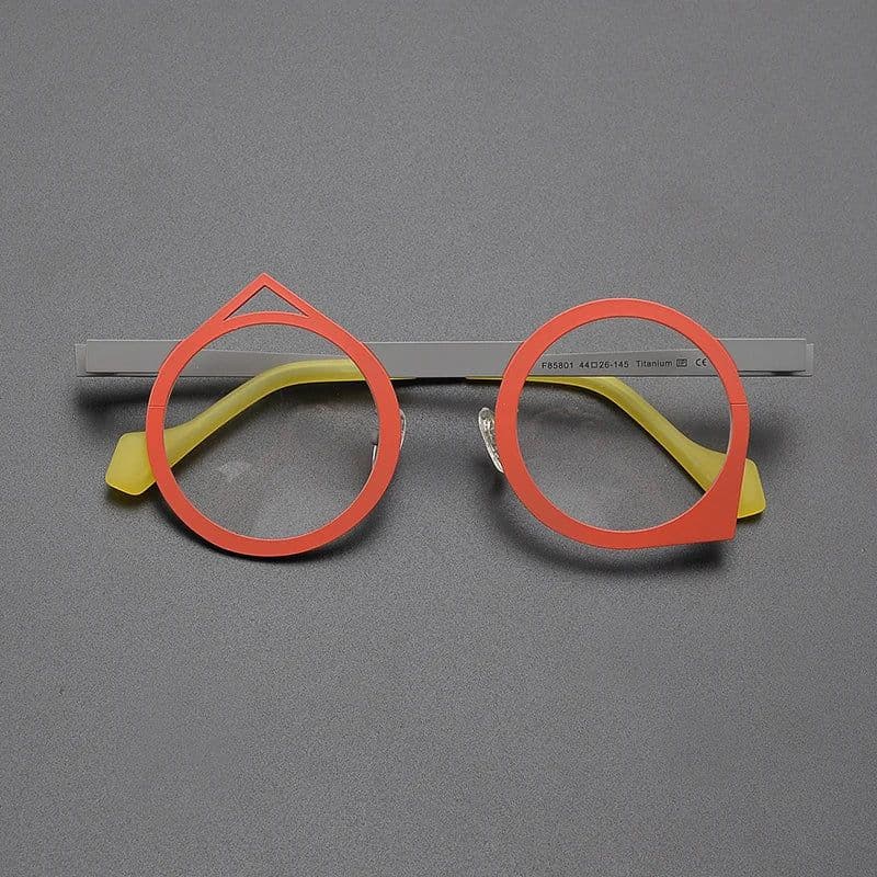 image-Niche personality multi-color ultra light pure titanium glasses frame round literary retro irregular optical prescription glasse