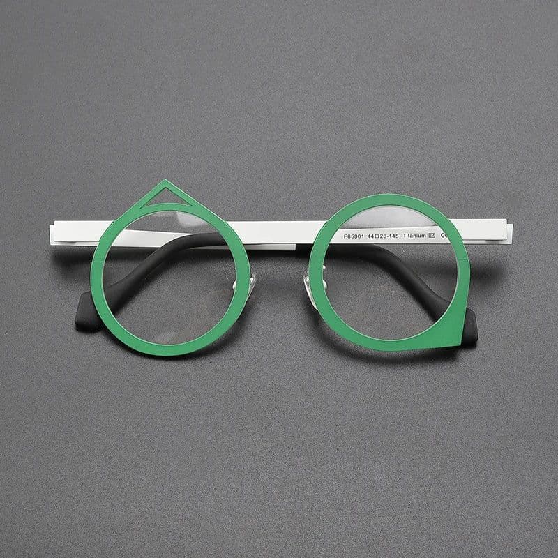 image-Niche personality multi-color ultra light pure titanium glasses frame round literary retro irregular optical prescription glasse
