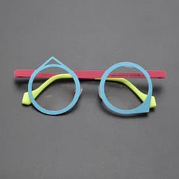 image-Niche personality multi-color ultra light pure titanium glasses frame round literary retro irregular optical prescription glasse