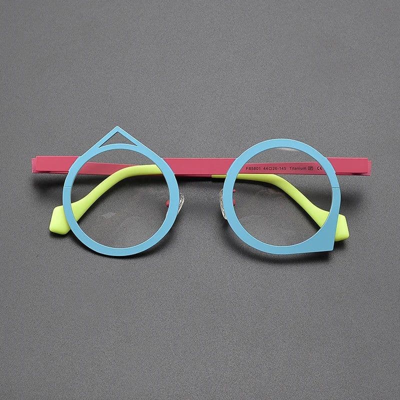 image-Niche personality multi-color ultra light pure titanium glasses frame round literary retro irregular optical prescription glasse