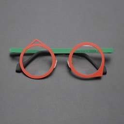 image-Niche personality multi-color ultra light pure titanium glasses frame round literary retro irregular optical prescription glasse