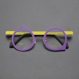 image-Niche personality multi-color ultra light pure titanium glasses frame round literary retro irregular optical prescription glasse
