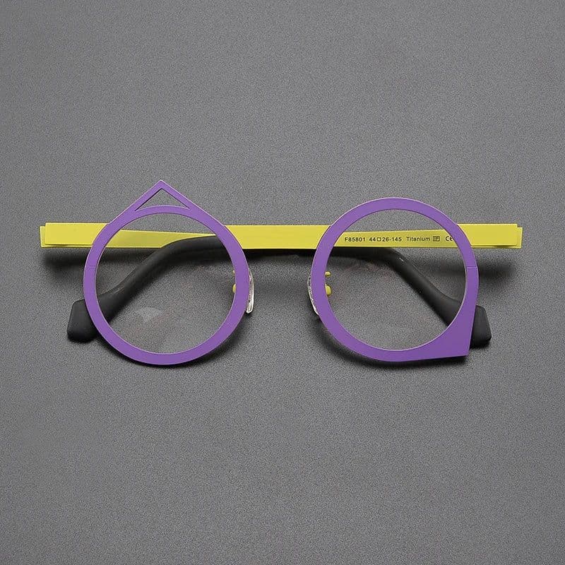 image-Niche personality multi-color ultra light pure titanium glasses frame round literary retro irregular optical prescription glasse